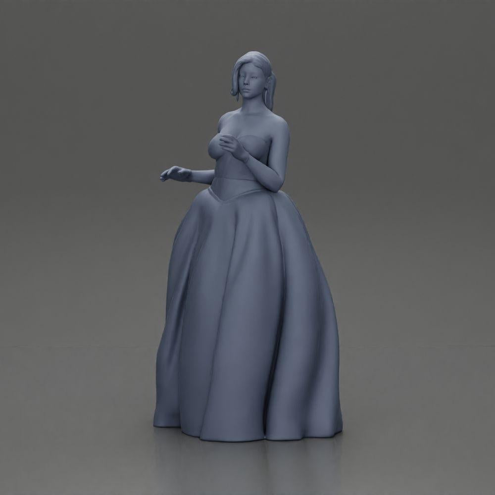 Diorama Modellbau Produktfoto 15: Diorama Figur: Miniatur-Braut in bodenlangem weißen Kleid mit Blumenstrauß (Ref Nr. A132)