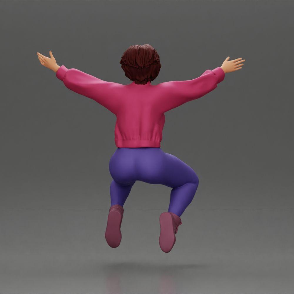 Diorama modelářství produktová fotografie 3: Miniaturní figura - Sedící dívka s nataženýma rukama, sportovní oblečení (Ref Nr. A80)