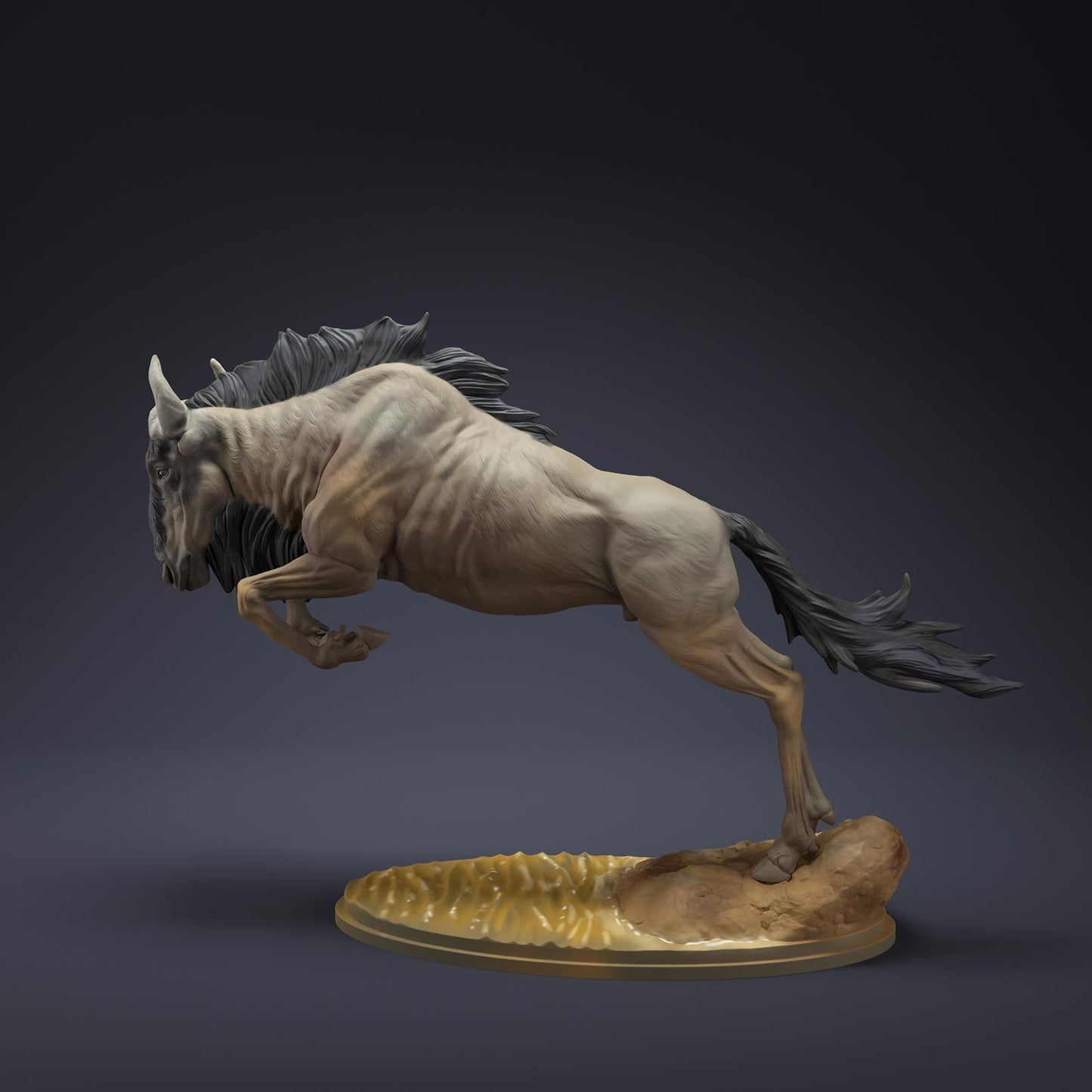 Produktfoto Tier Figur Diorama, Modellbau: 0: Tiere der Savanne Figur: springendes Gnu – Wildebeest (Ref 01_01_85)