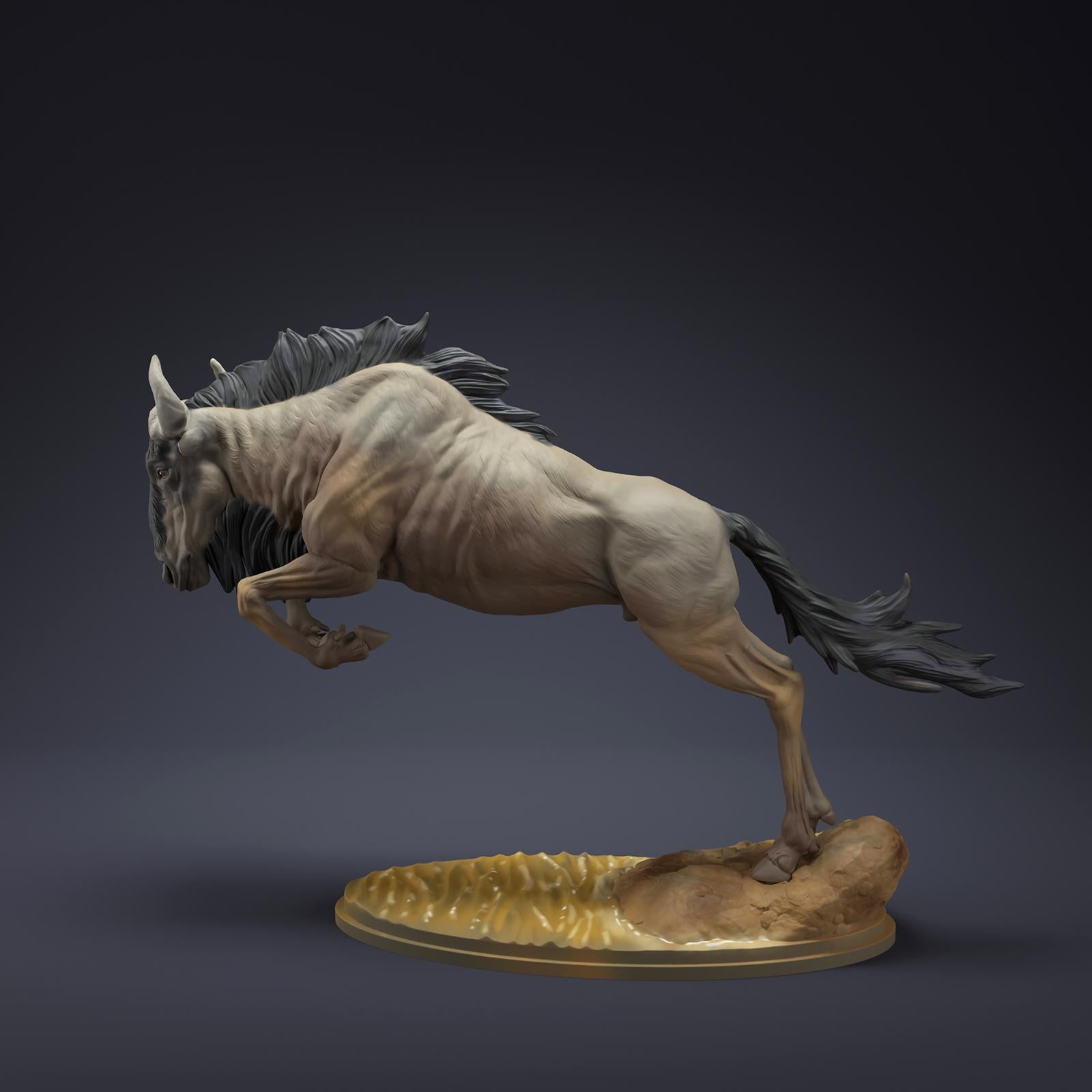 Produktfoto Tier Figur Diorama, Modellbau: 0: Tiere der Savanne Figur: springendes Gnu – Wildebeest (Ref 01_01_85)