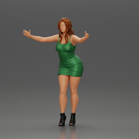 Διακοσμητικό μοντέλο φωτογραφία προϊόντος 0: Διακοσμητική φιγούρα: Γυναίκα σε μίνι φόρεμα με τακούνια, με τα χέρια ανοιχτά (Ref Nr. A58)