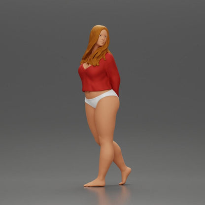 Imagem do produto de modelismo diorama 1: Figura de miniatura feminina para diorama, biquíni e camiseta de manga longa, mãos para trás (Ref Nr. A53)