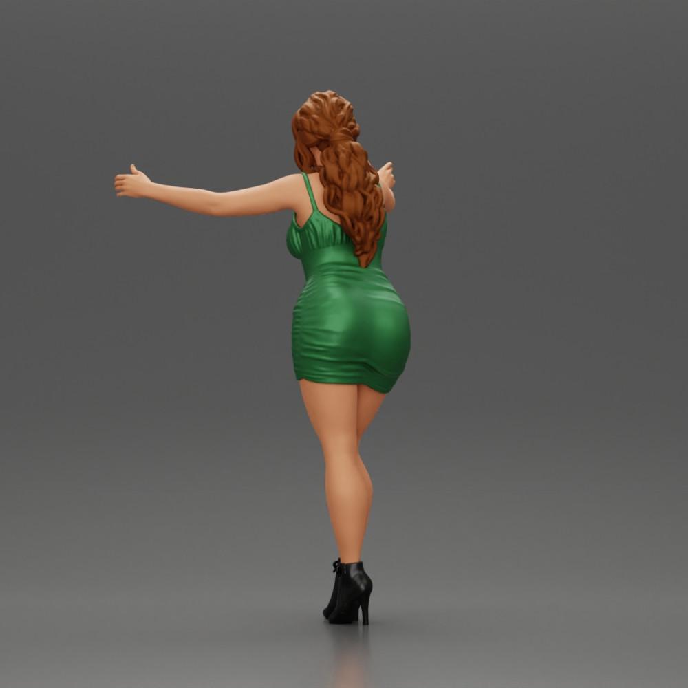 Diorama Modelismo Foto do Produto 4: Figura de diorama: Mulher em vestido até os joelhos com sapatos de salto, braços estendidos (Ref Nr. A58)