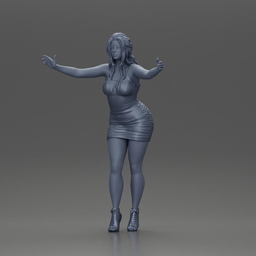 Diorama Modelismo Foto de Produto 6: Figura de diorama: Mulher em vestido até os joelhos com sapatos de salto, braços estendidos (Ref Nr. A58)