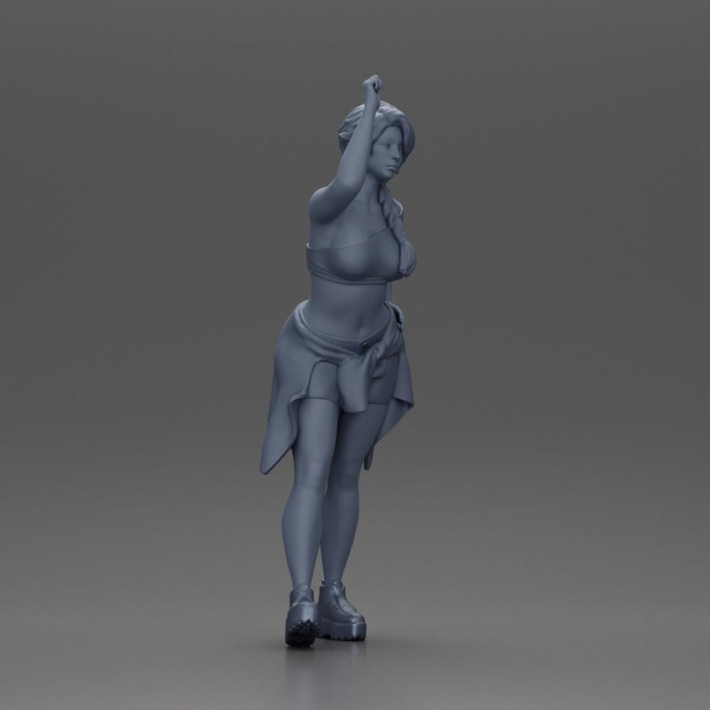 Diorama Modellismo foto prodotto 7: Miniatura: Ragazza in top e pantaloni corti, maglietta legata in vita, braccio alzato (Rif. Nr. A56)