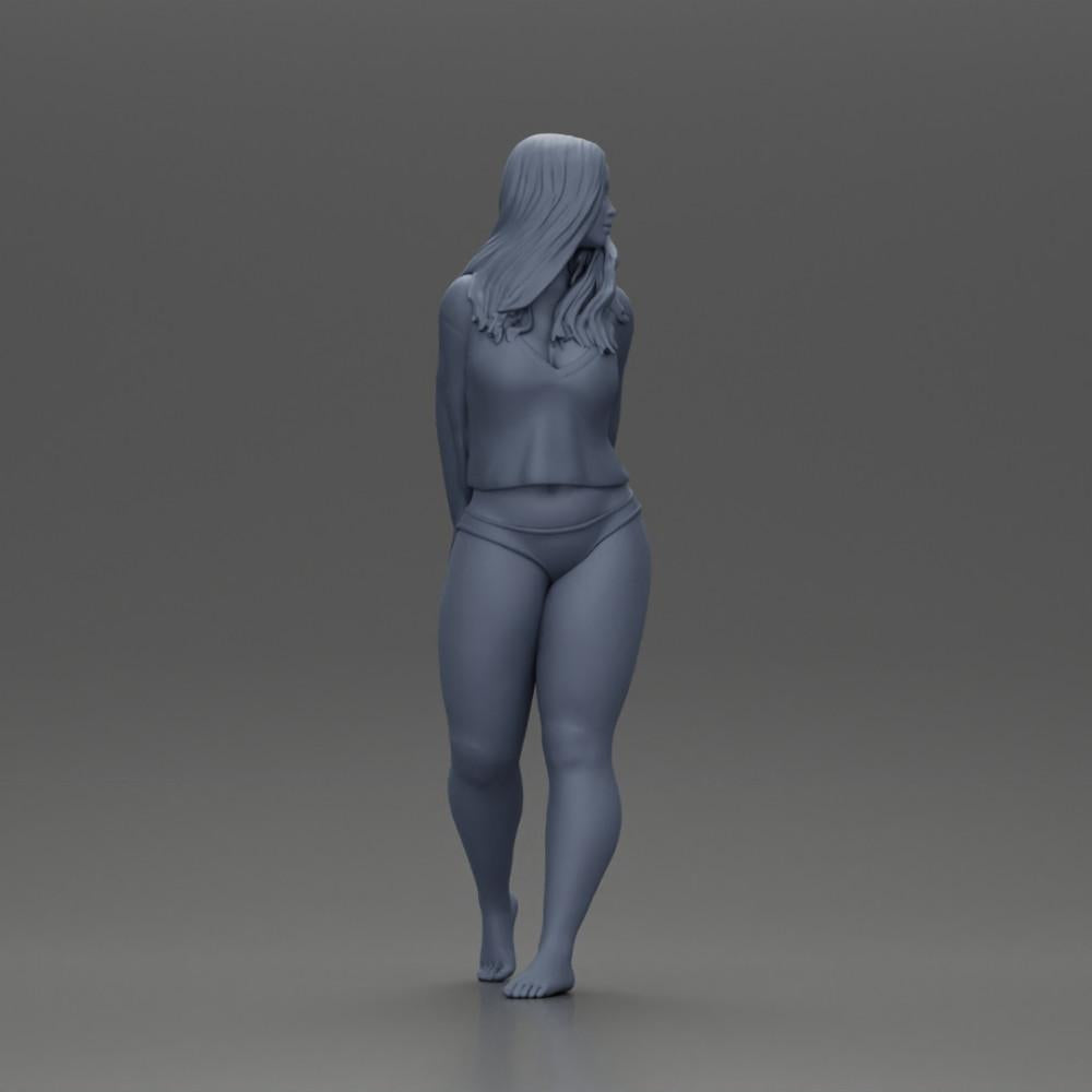 Modello diorama foto prodotto 8: Miniatura femminile per diorama, bikini e maglietta a maniche lunghe, mani dietro (Rif. Nr. A53)