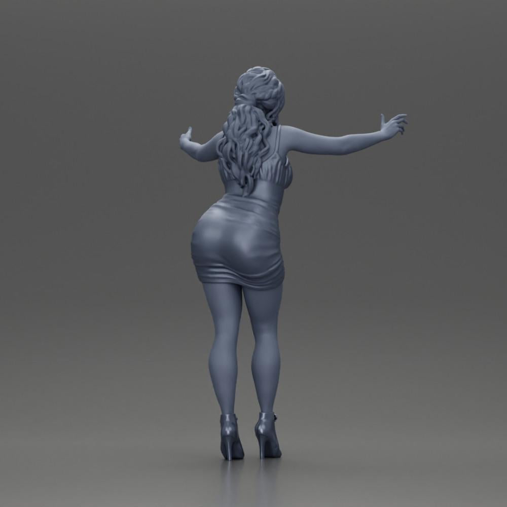 Diorama Modelismo Foto do Produto 9: Figura de diorama: Mulher em vestido até os joelhos com sapatos de salto, braços estendidos (Ref Nr. A58)