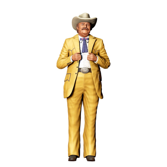 Diorama Modellbau Produktfoto 0: Älterer Mann im Anzug mit Cowboyhut – Figur mit Weste und Fliege (Ref. Nr. 402)