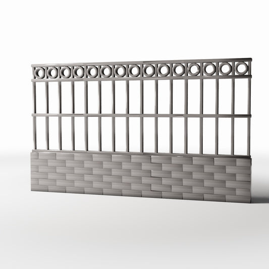 Zdjęcie produktu do modelarstwa dioramowego 0: Diorama ogrodowa: Dekoracyjne ogrodzenie parkowe z ornamentami w kształcie pierścieni (Ref. 580D)