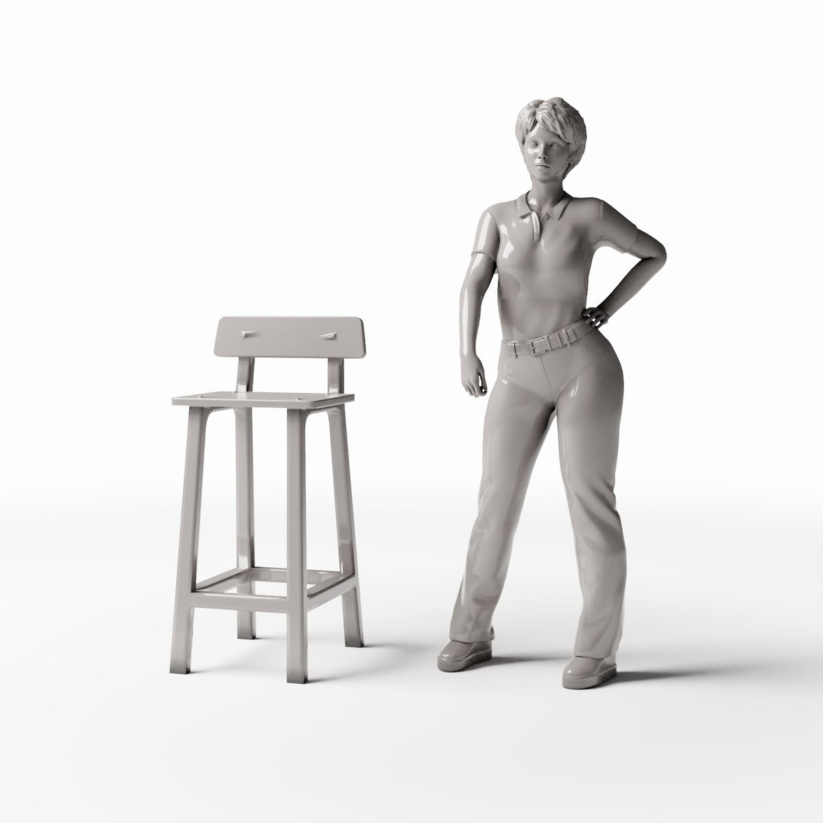 Foto prodotto per diorami e modellismo 1: Arredo per diorami: sgabello da bar con seduta quadrata (Ref. 656D)
