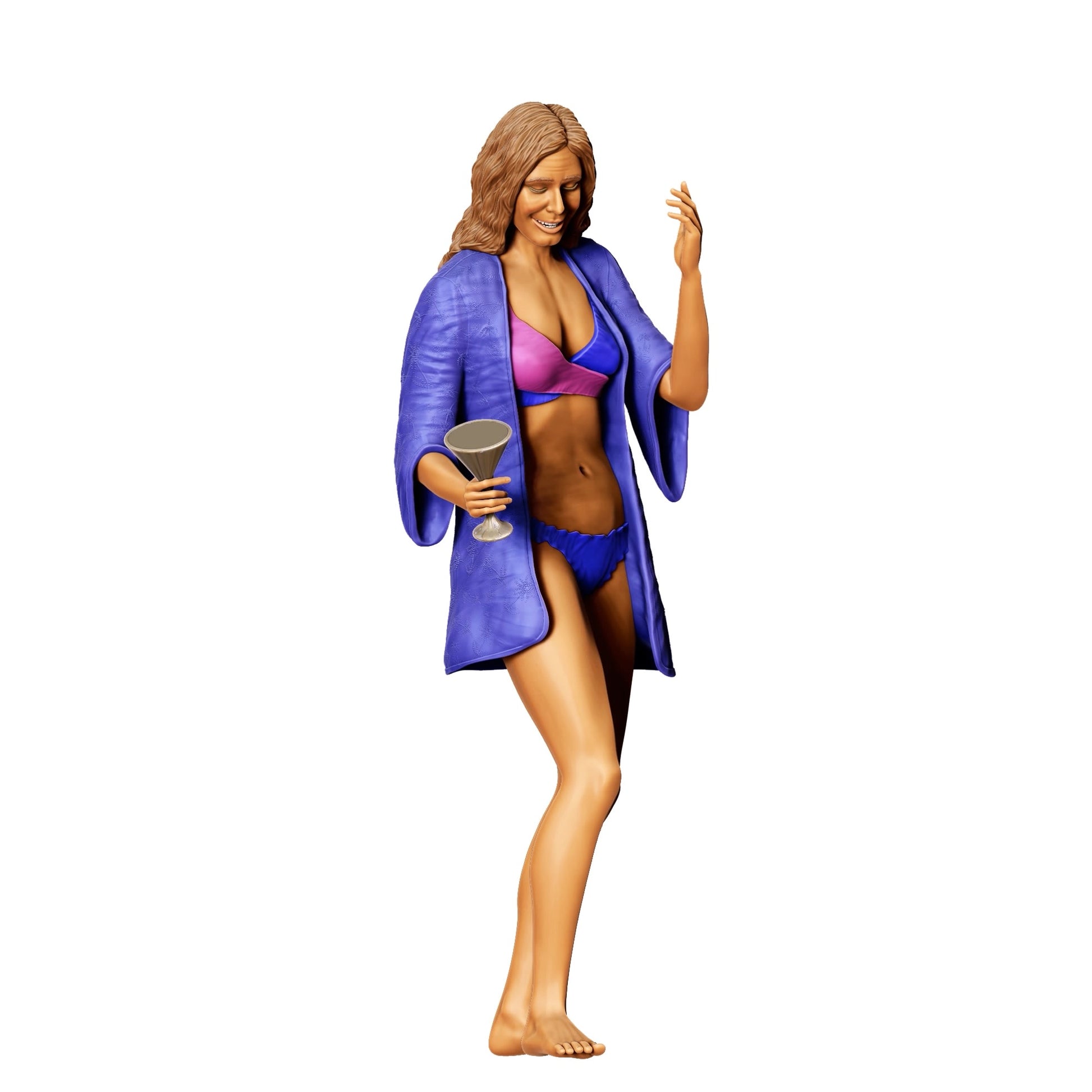 Diorama Modellbau Produktfoto 0: Pool Party Gäste - Frau im Bikini mit Sektglas 2 (Ref. Nr. 326)