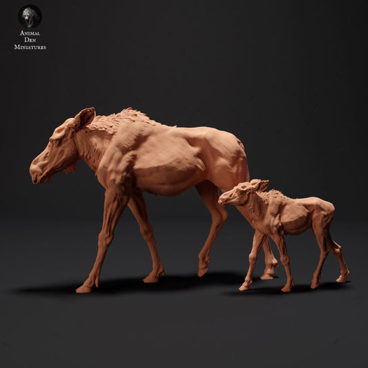 Produktfoto Tier Figur Diorama, Modellbau: 0: Elch mit Kalb: Tiere des Nordens