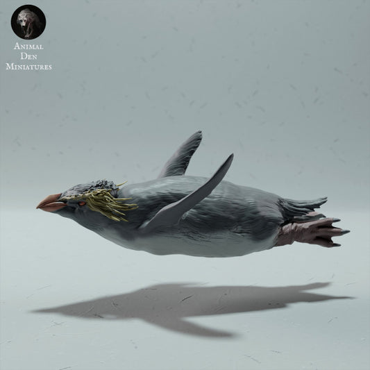 Φωτογραφία προϊόντος ζωικής φιγούρας Animal Den Miniatures 0: Θαλάσσιο ζώο ζωική φιγούρα: Rockhopper Penguin - κολυμπώντας (22_12_10)
