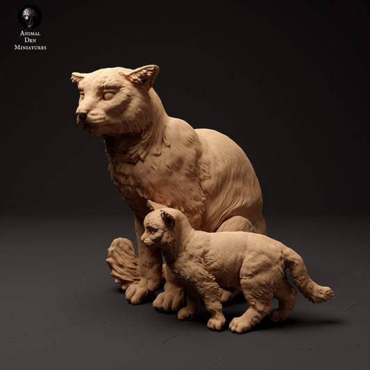 Produktfoto Tier Figur Diorama, Modellbau: 0: Schottische Wildkatze sitzend mit Jungtier: Tiere aus Nordeuropa
