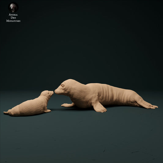Produktfoto Tier Figur Diorama, Modellbau: 0: Kegelrobbe mit Jungtier: Tiere aus dem Meer