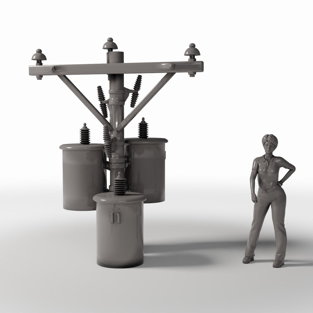 Diorama Modellbau Produktfoto 1: Diorama Infrastruktur: Betonstrommast mit drei Transformatoren (Ref. 923D)