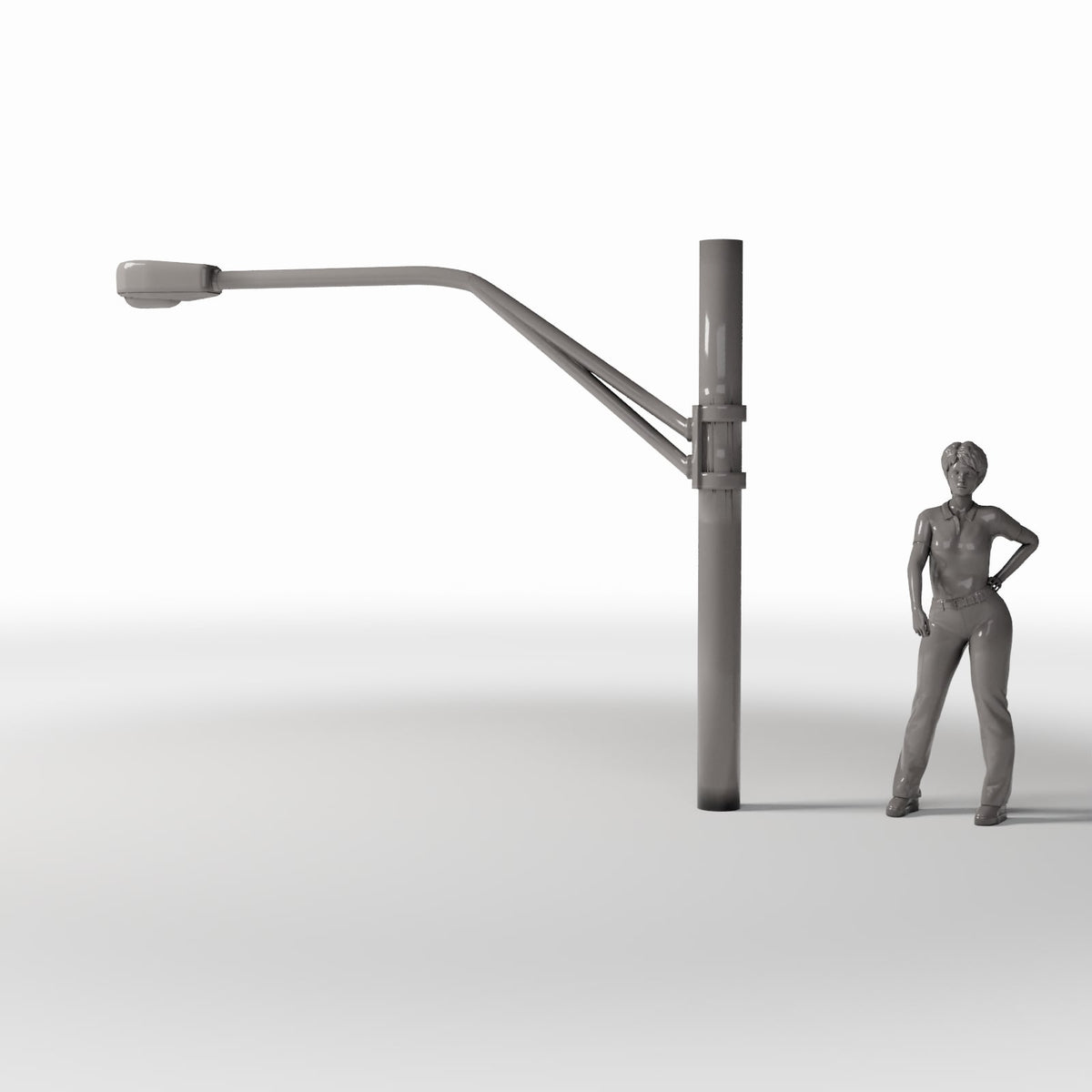 Diorama Modellbau Produktfoto 1: Diorama Straße: Beton-Laternenmast mit langem Ausleger (Ref. 926D)