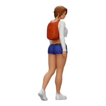 Foto del prodotto 0: Ragazza sexy, in shorts, minishirt e zaino (Rif. n. A0)