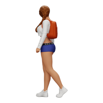 Foto del prodotto 0: Ragazza sexy, in shorts, minishirt e zaino (Rif. n. A0)