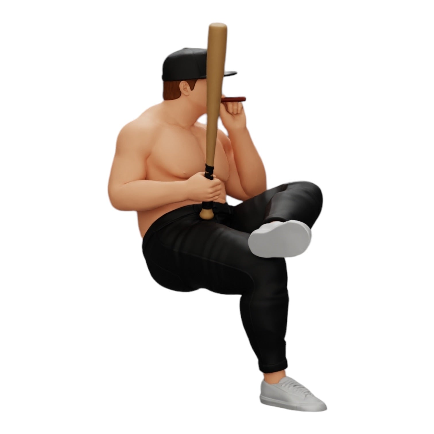 Diorama Modellbau Produktfoto 0: Sitzender Gangster mit Mütze und Baseballschläger raucht (Ref Nr. A4)