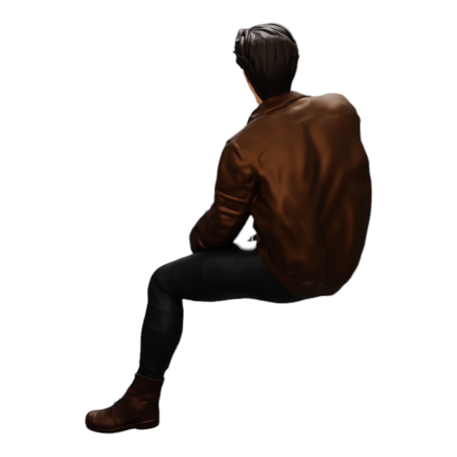 Diorama Modellbau Produktfoto 0: Attraktiver, verträumter junger Mann in Lederjacke sitzt (Ref Nr. A7)