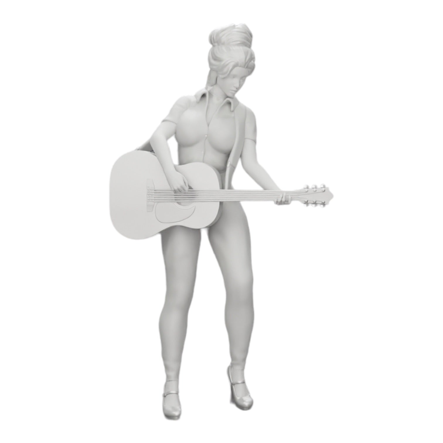 Diorama Modellbau Produktfoto 0: Junge Frau/ Musikerin auf der Bühne spielt Akustikgitarre (Ref Nr. A13)