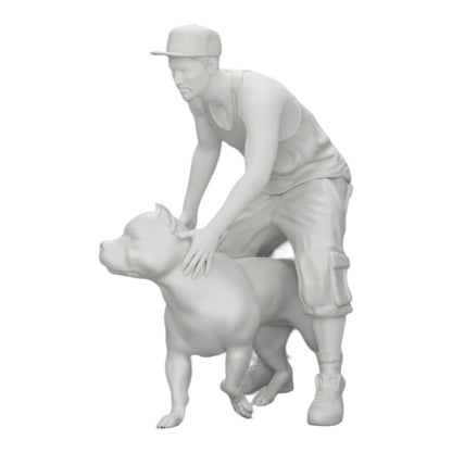 Foto del prodotto diorama modellistico 0: Gangster-Homie con cappello e cane Pitbull (Rif. Nr. A22)