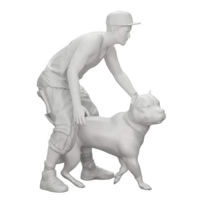 Foto del prodotto diorama modellistico 0: Gangster-Homie con cappello e cane Pitbull (Rif. Nr. A22)