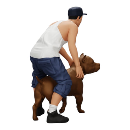 Foto del prodotto diorama modellistico 0: Gangster-Homie con cappello e cane Pitbull (Rif. Nr. A22)