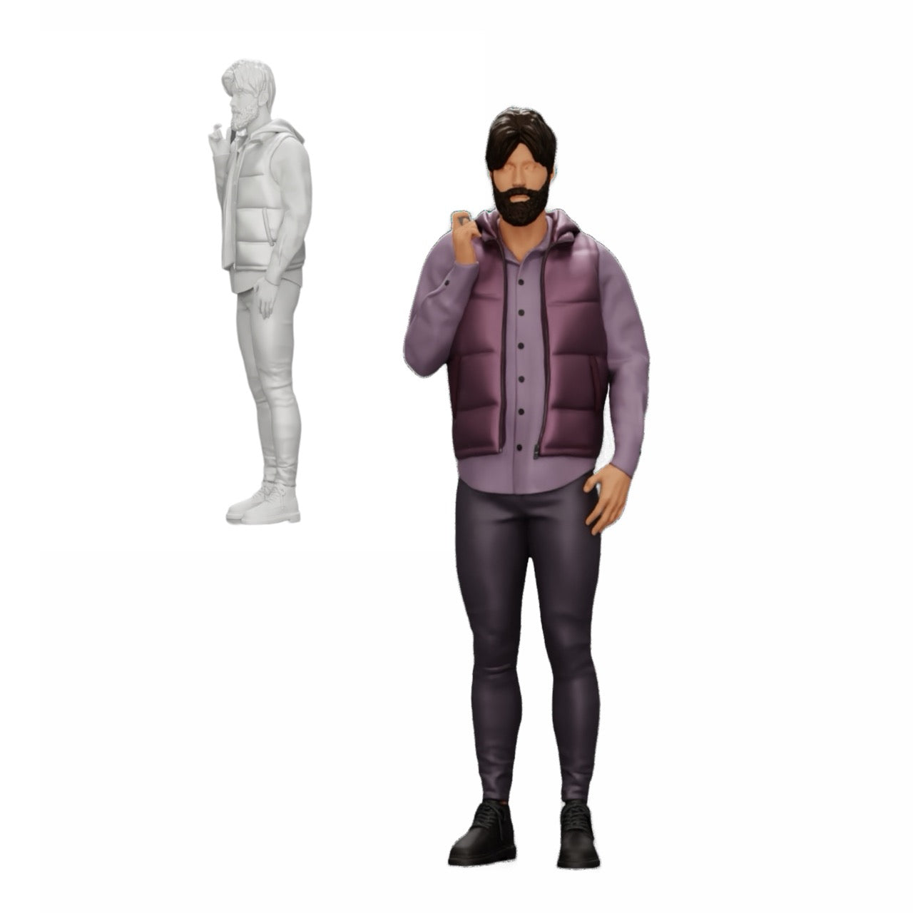 Diorama Modellbau Produktfoto 0: Mann mit Bart und Jacke steht selbstbewusst da (Ref Nr. A24)