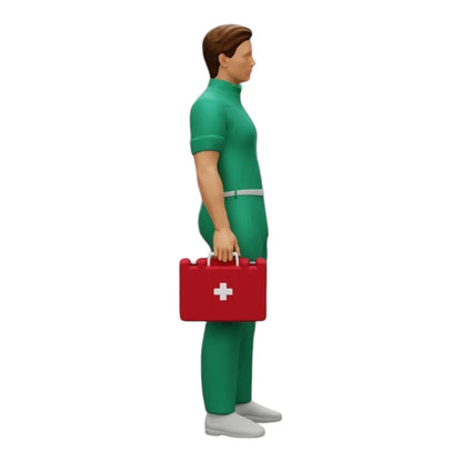 Modello diorama foto prodotto 0: Il paramedico è pronto con una cassetta di pronto soccorso (Rif. Nr. A28)