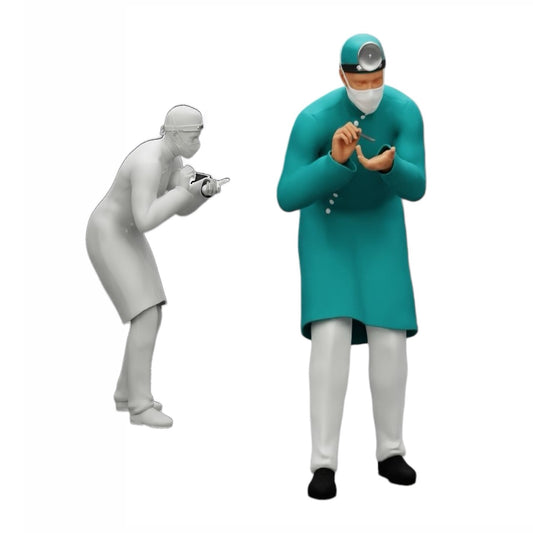 Diorama Modellbau Produktfoto 0: Chirurg/Arzt im Krankenhaus untersucht Patienten (Ref Nr. A30)