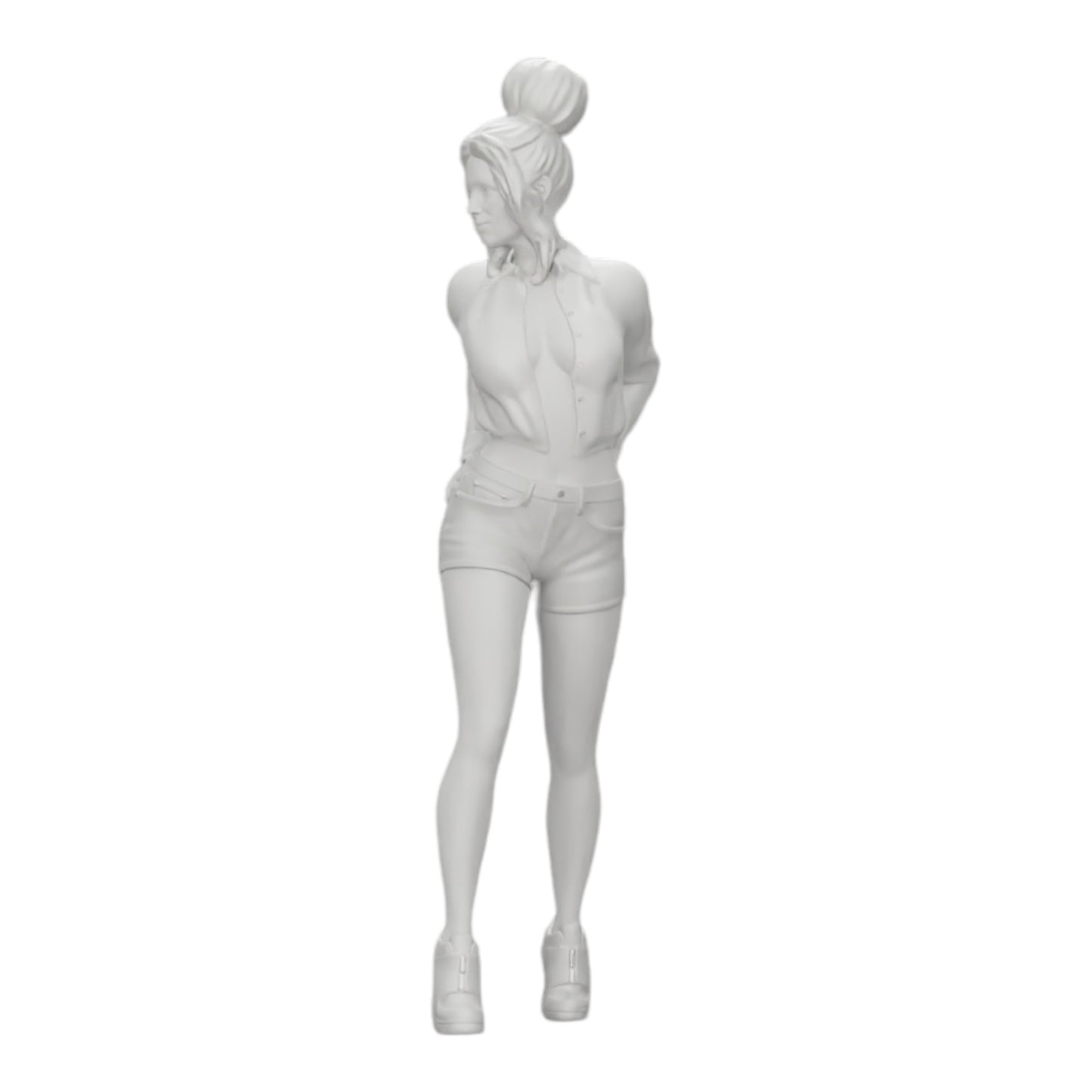 Diorama Modellbau Produktfoto 0: Sexy Mädchen in Shorts und offenem Minishirt und Händen in Gesäßtasche (Ref Nr. A38)