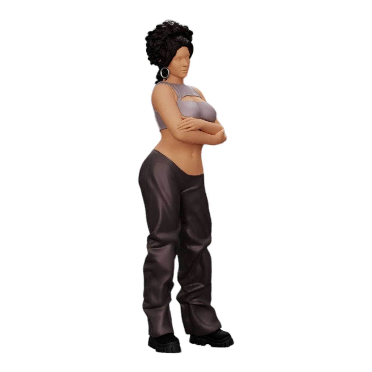 Diorama Modellbau Produktfoto 0: Mädchen mit lockigem Haar in weiten Hosen mit verschränkten Händen (Ref Nr. A39)