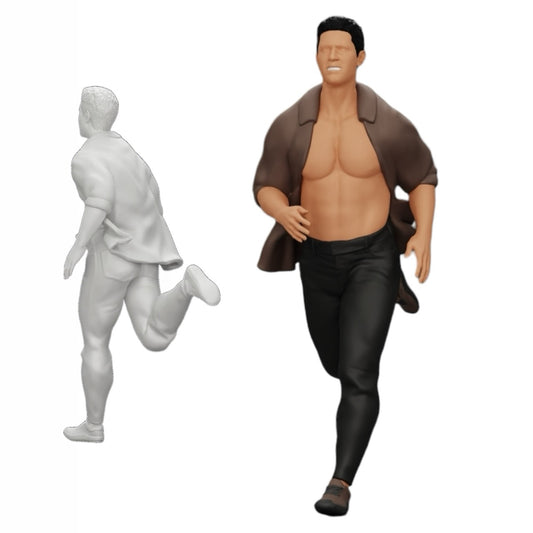 Diorama Modellbau Produktfoto 0: Mann in offenem Hemd flüchtet vor seiner Verhaftung (Ref Nr. A41)