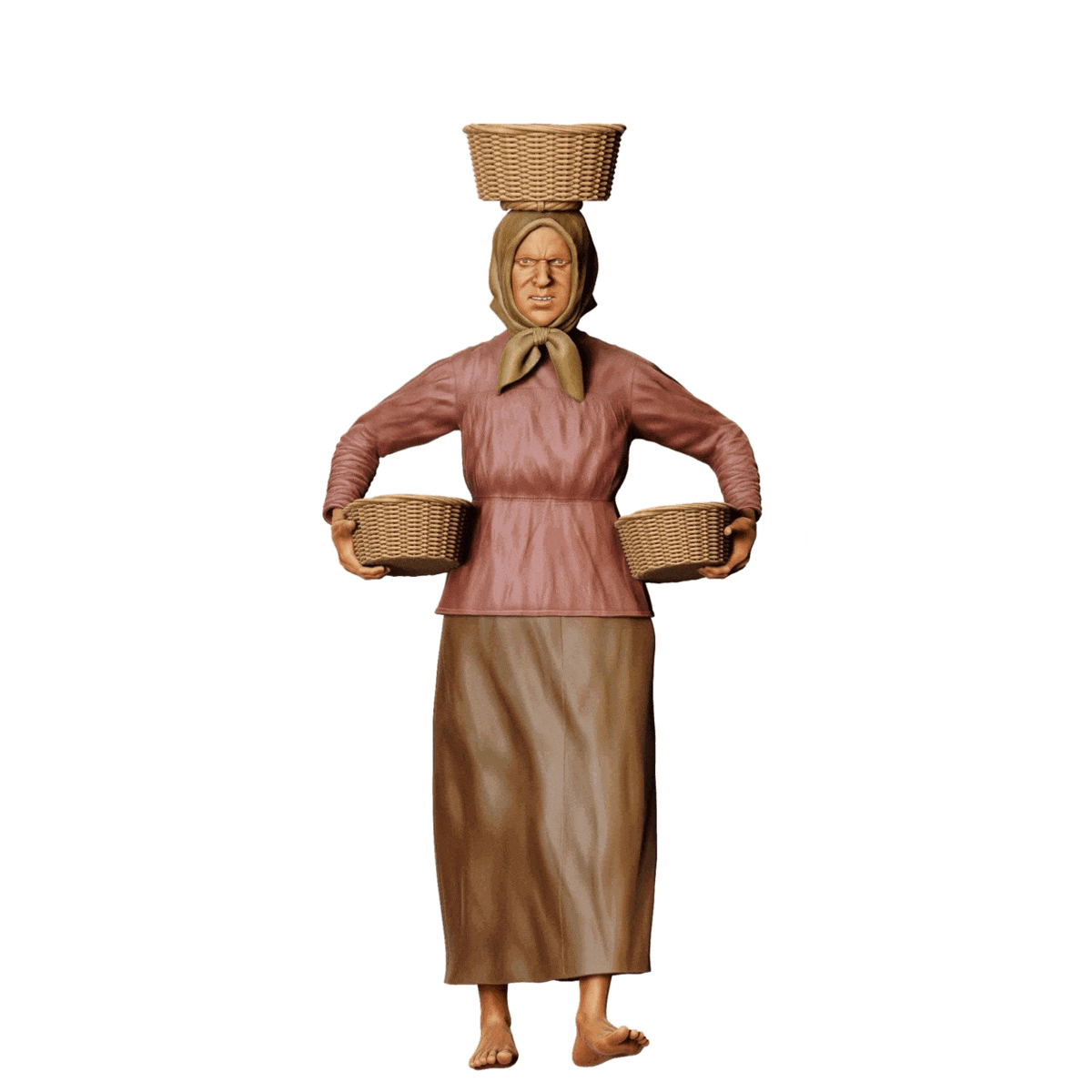Farmer's wife with baskets - Old farmer near the Abriet (Ref. No. 303)