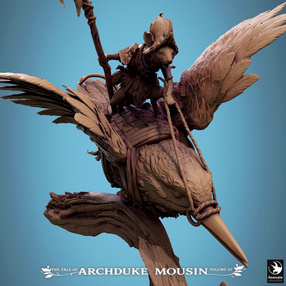 Zdjęcie produktu Tabletop 28mm Lord of the Print (LotP) 3: Miniatura Tabletop: Mysz-Rycerz na Zimorodku, Jeździec-Piknier w locie, Champion Kawalerii (Upadek Zimorodka) (25_07_F1)