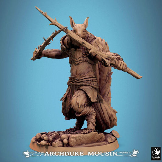 Produktfoto Tabletop 28mm Lord of the Print (LotP) 0: Fantasy figura: Rattenmensch lesní lučištník/duelant - Dvouzbraňový bojovník s bodcem a trnovým nožem, zloděj a lovec bestií (25_07_M5)