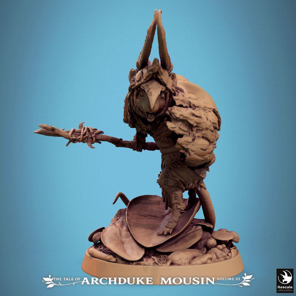 Imagem do produto Tabletop 28mm Lord of the Print (LotP) 0: Miniatura de Tabletop: Rato-Homem Xamã/Druida, Guerreiro Tribal, Portador de Lança - Caçador Emboscado da Selva (25_07_I7)