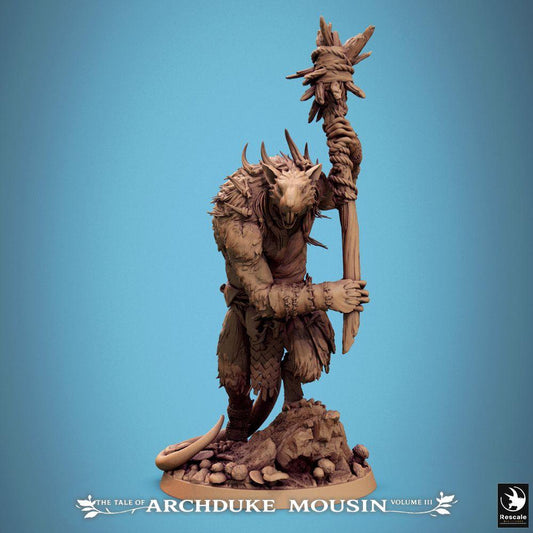 Produktový obrázek Tabletop 28mm Lord of the Print (LotP) 0: Tabletop miniatura: Rattling šaman s totemovým prutem - kněz bestií, kmenový čaroděj, nositel totemu | Rat Attack (25_07_O1)