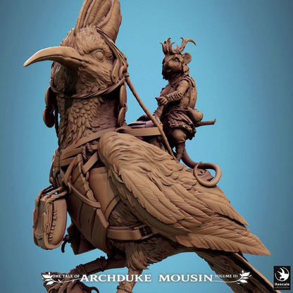 Φωτογραφία προϊόντος Tabletop 28mm Lord of the Print (LotP) 4: Tabletop Μινιατούρα: Ιππέας πουλιού σε γιγάντιο πουλί (Wiedehopf/Hoopoe), Ράτσα τρωκτικών δασοφύλακες και κατασκόποι, Ιππέας θηρίων (25_07_E5)