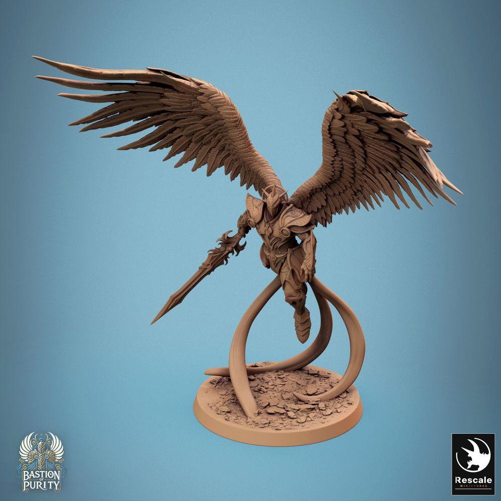 Produktfoto Tabletop 28mm Lord of the Print (LotP) 0: Tabletop Miniatur: Engelskrieger Erzengel Seraphim, geflügelter Paladin mit Langschwert im Flug, Himmelswächter - Aurelian Skyblade Sword (24_09_B6)