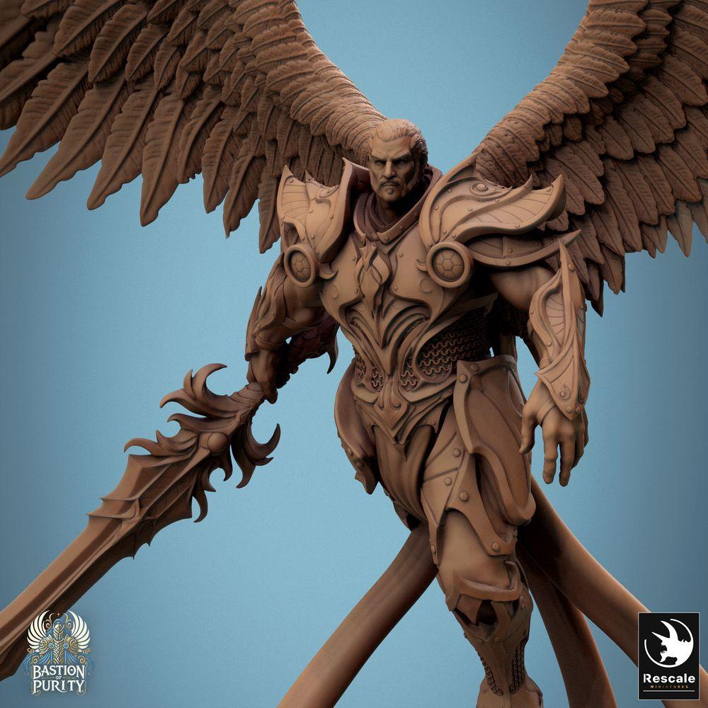 Produktfoto Tabletop 28mm Lord of the Print (LotP) 0: Tabletop Miniatur: Engelskrieger Erzengel Seraphim, geflügelter Paladin mit Langschwert im Flug, Himmelswächter - Aurelian Skyblade Sword (24_09_B6)