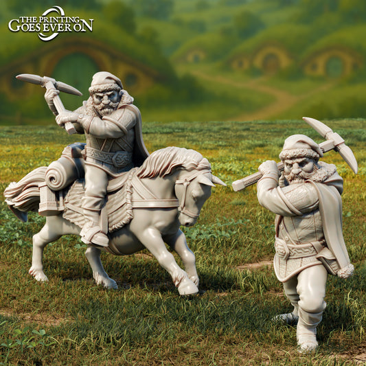 Produktfoto Tabletop 28mm The Printing Goes Ever On (TPGEO)  0: Bomur - Zwergen Gefährte zu Fuß und auf dem Pony