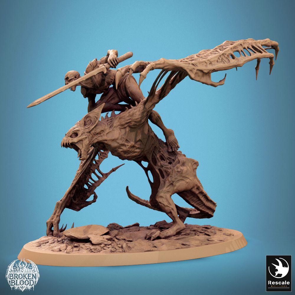 Immagine del prodotto Tabletop 28mm Lord of the Print (LotP) 1: Miniatura da tavolo: Cavaliere demoniaco su bestia alata, Cavaliere ghoul non morto, Cavalleria del caos, Mostro boss volatore (24_11_D1)