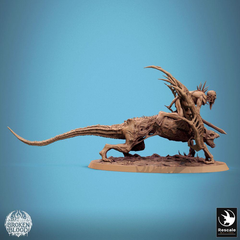 Product photo Tabletop 28mm Lord of the Print (LotP) 1: Tabletop miniature: Demon rider on winged beast, sorcerer/cultist with spear, gargoyle rider, boss monster, character model (24_11_D7)
