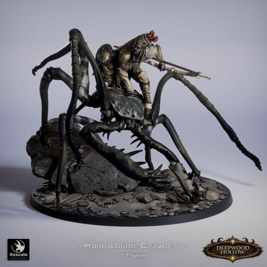 Produktfoto Tabletop 28mm Lord of the Print (LotP) 0: Tabletop Miniatura: Temný elf jezdec na arachnidním monstru, pavoučí/krabí jezdecké zvíře s klepety, kopí/halapartna, monstra, boss (26_03_F5)