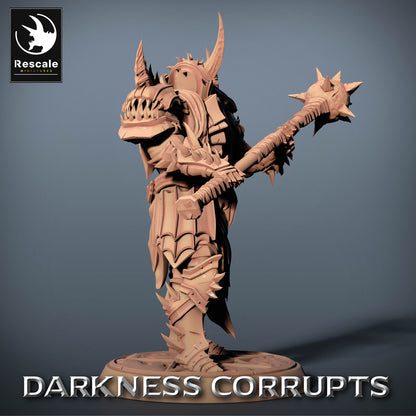 Produktbild 2 von 3: Fantasy Figur: Dämonenritter Darknight - Höllenkrieger aus der Unterwelt, dunkler Paladin/Schreckensritter mit Zweihand-Morgenstern, Elite-Nahkampf-Anführer in stachelbewehrter Plattenrüstung (23_07_E6)