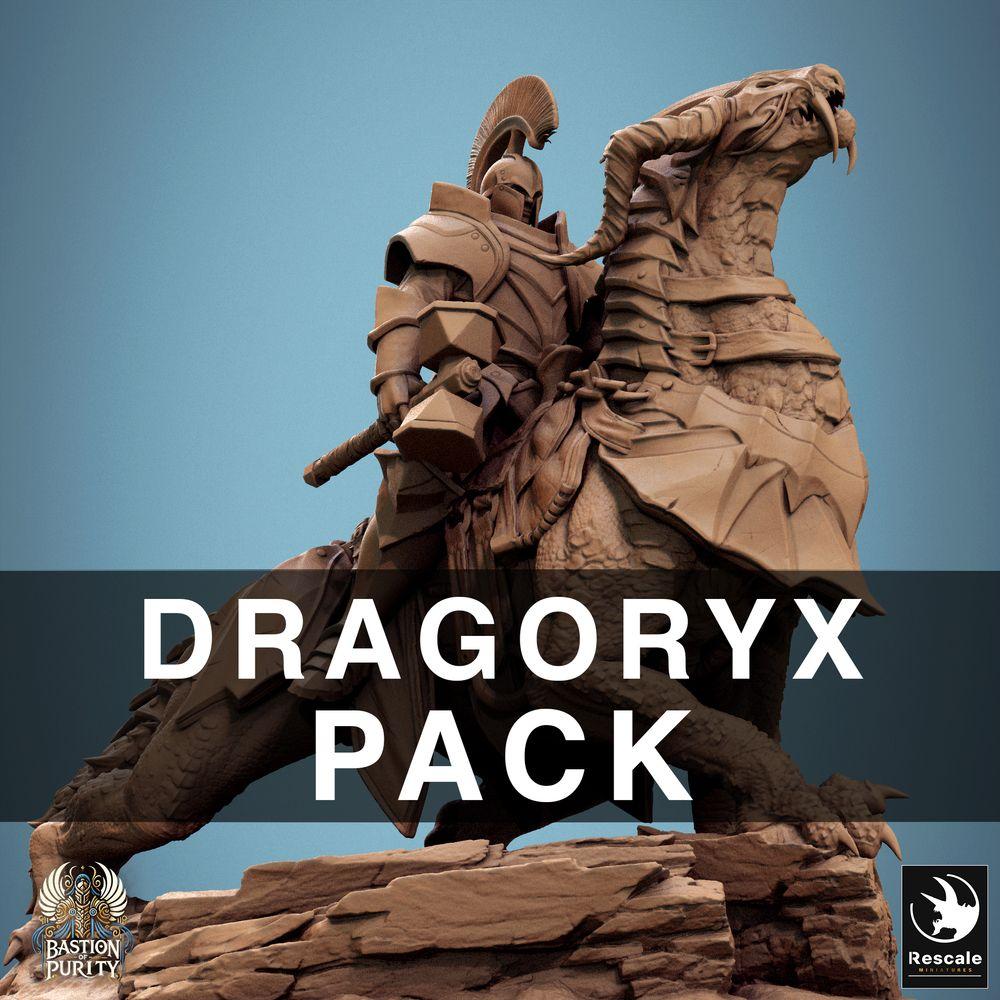 Produktfoto Tabletop 28mm Lord of the Print (LotP) 0: Tabletop Miniatur: Drakenritter / Echsenreiter - Paladin auf Bestie, Elite-Kavallerie mit Schild und Schwert im Sturmritt (24_09_I10)