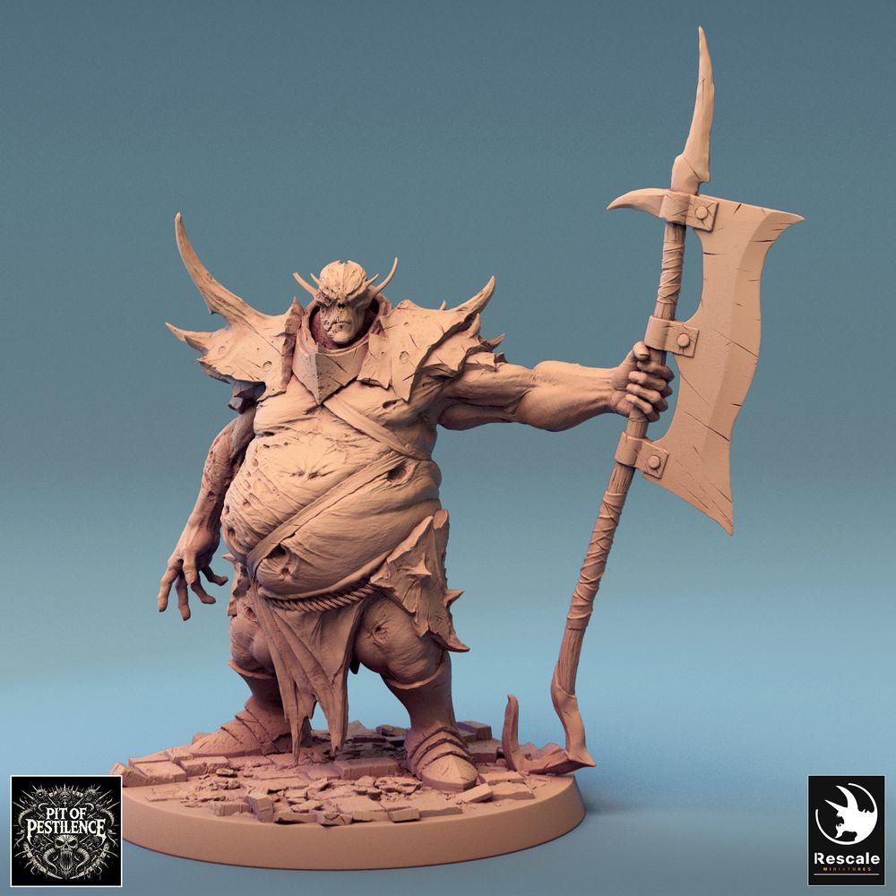 Zdjęcie produktu Tabletop 28mm Lord of the Print (LotP) 0: Miniatura fantasy: Oger-Henker, Kat, Chaoskrieger z halabardą, Wojownik z bronią drzewcową Warlord (24_08_D4)